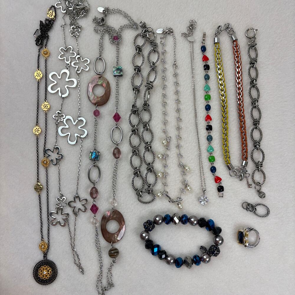 Jewelry Lot- Lia Sophia Cookie Lee Premier Designs Floral Necklace Bracelet Ring